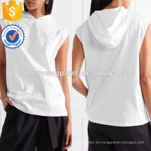 Ropa de las mujeres de la manera de la venta al por mayor del jersey del algodón blanco con capucha OEM / ODM al por mayor (TA7007H)